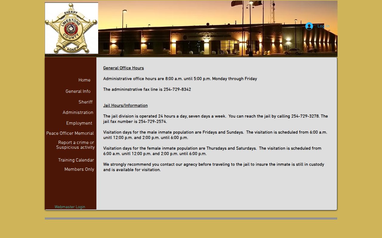 Limestone County Jail release and custody guidance